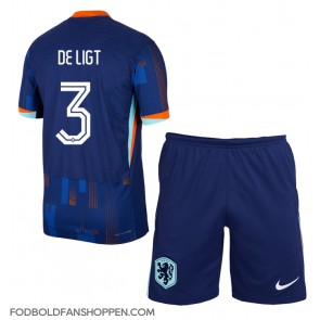 Holland Matthijs de Ligt #3 Udebanetrøje Børn EM 2024 Kortærmet (+ Korte bukser)